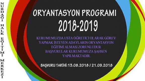 ORYANTASYON PROGRAMI 2018-2019 BAŞVURULARI 